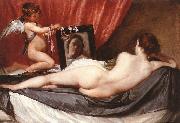 VELAZQUEZ, Diego Rodriguez de Silva y Venus at her Mirror (The Rokeby Venus) g oil painting on canvas